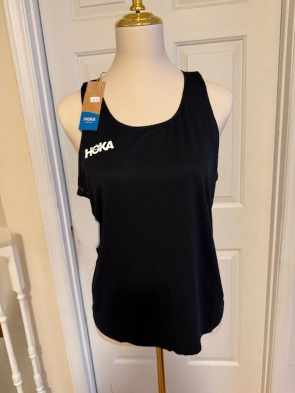 NWT Hoka One One Performance Run Tank • Sz M • Black with Multi-Color Stitching